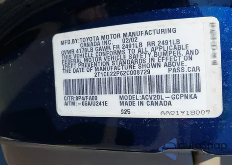 2002 Toyota Camry Solara Se from USA, damaged, VIN 2T1CE22P62C008729